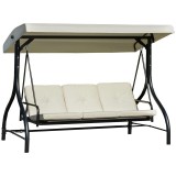 Balansoar gradina, 3 locuri, bej, 195x117x174 cm, functie pat, perne captusite, max 240 kg, Louisiana