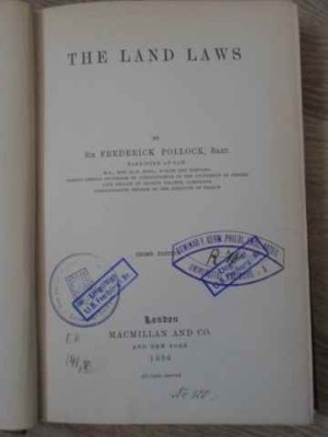 THE LAND LAWS-FREDERICK POLLOCK-229875 foto