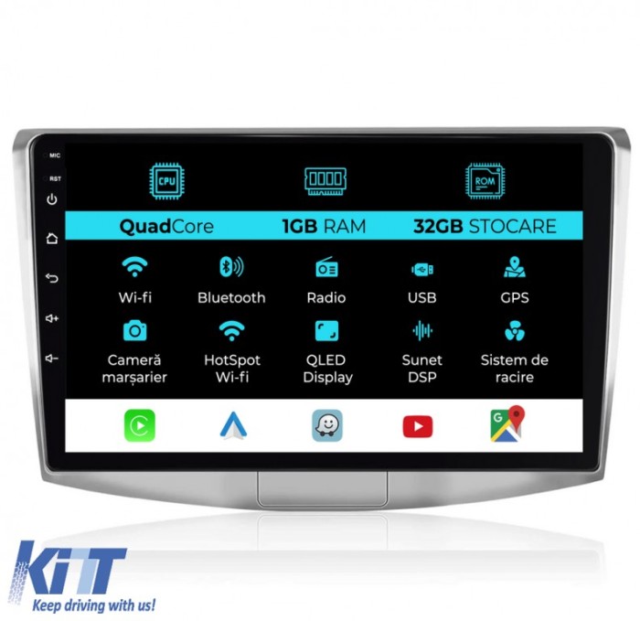 Navigatie Android Dedicata Volkswagen Passat B6, B7, CC (2005 -2015),10Inch, 1Gb Ram, 32Gb Stocare, Carplay Performance AutoTuning