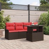 vidaXL Set de canapele pentru grădină cu pernă 5 pcs Maro Rattan poli 3356927