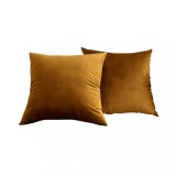 Set 2 huse pernute decorative din catifea cu fermoar, 50x50 cm, Madison, densitate 700 g/ml, Mustard