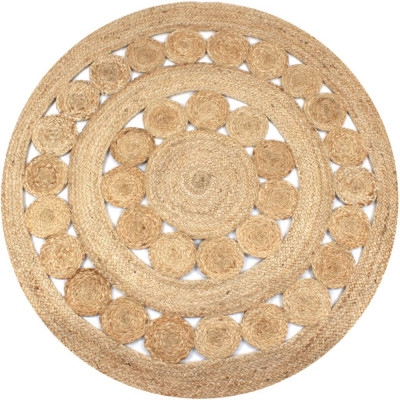 vidaXL Covor din iută cu design &amp;icirc;mpletit, 120 cm rotund 245343 foto