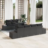 Gossi set de canapea de gradina cu 8 piese cu perne negre din ratan