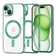 Husa premium iPhone 15 Plus Techsuit Luxury Crystal MagSafe, verde deschis foto