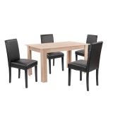 Set de masă Leon 4+1, stejar Sonoma-negru