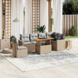 vidaXL Set canapele de grădină, 7 piese, cu perne, bej, poliratan 3271339