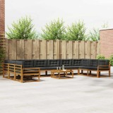 vidaXL Set de canapele de exterior cu pernă 11 pcs Natural și Antracit 3368275
