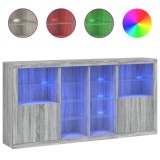 Servanta cu lumini LED, gri sonoma, 202x37x100 cm