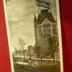 Ilustrata Rotterdam 1951 francata cu 10+5C Olanda Arhitectura ,lisa timbru fata