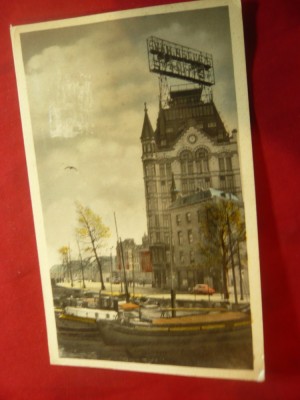 Ilustrata Rotterdam 1951 francata cu 10+5C Olanda Arhitectura ,lisa timbru fata foto
