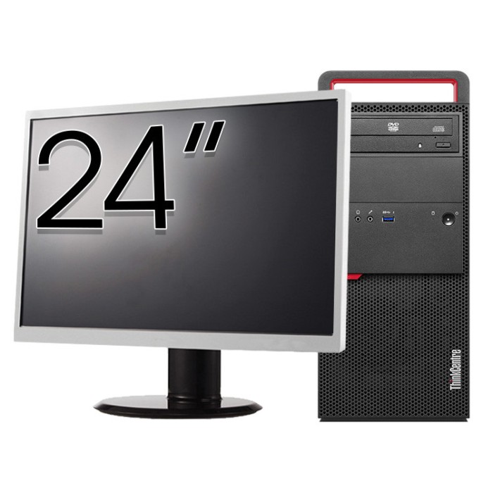 Pachet Calculator Second Hand LENOVO M800 Tower, Intel Core i3-6100 3.70GHz, 8GB DDR4, 512GB SSD, DVD-ROM + Monitor 24 Inch NewTechnology Media