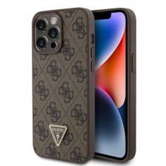 Husa Guess PU 4G Strass Triangle Metal Logo pentru iPhone 15 Pro Max Brown foto