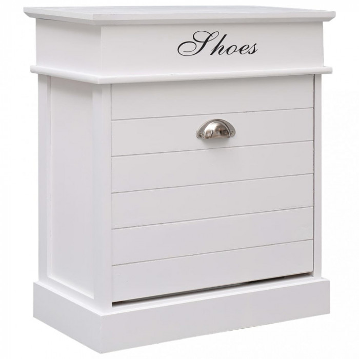 vidaXL Pantofar, alb, 50 x 28 x 58 cm, lemn de paulownia 284083