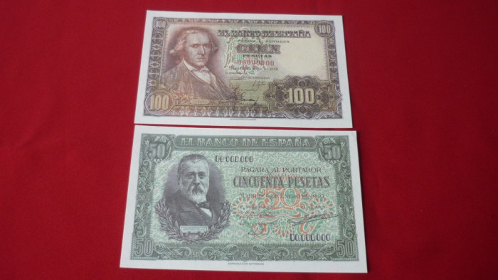 LOT BANCNOTE 100 PESETAS 1948, 50 PESETAS 1940 REPRODUCERI AUTORIZATE !