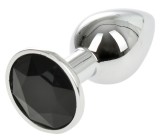 Dop Anal Metallic Buttplug Small Argintiu/Negru Passion Labs