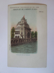 Carte postala necir.Paris-Expozitia Universala 1900,reclama ciocolata l&amp;#039;Abbaye foto