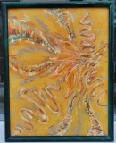 Tablou Abstract pictura in relief pasta groasa, &icirc;nrămat 43x53cm, Ulei
