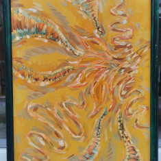 Tablou Abstract pictura in relief pasta groasa, înrămat 43x53cm