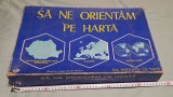 SA NE ORIENTAM PE HARTA - joc instructiv cu harti - jucarie romanesca din anul 1976, perioada socialista Republica Socialiosta Romania