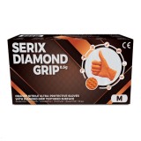 Cutie 50x Manusi Nitril, Serix, Grip, Rezistente la Perforare si Chimicale, Nepudrate, Diamantat Texturate, Portocalii, Marimea M