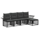 vidaXL Set de canapele de exterior 5 pcs Negru și Gri &icirc;nchis Poliester 3437679