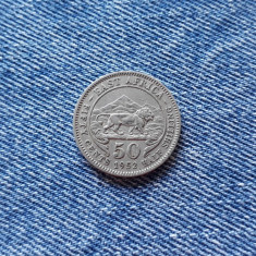 50 Cents 1952 East Africa de Est - half shilling , centi