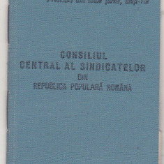 bnk div Consiliul Central al sindicatelor RPR 1954 - carnet de membru - timbre