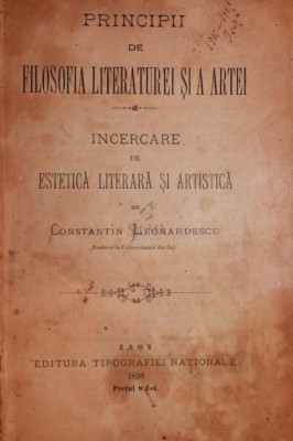 PRINCIPII DE FILOSOFIA LITERATUREI SI A ARTEI foto