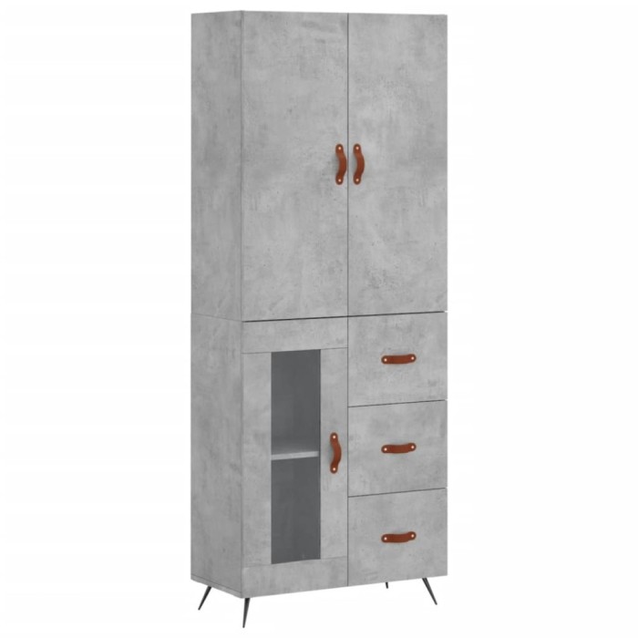 Dulap inalt, gri beton, 69,5x34x180, lemn compozit