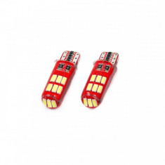 Set becuri auto cu LED CANBUS compatibil T10e W5W 12 SMD SILCA Alb 12V,