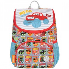 Ghiozdan Mini neechipat Little Travelers Plus, dimensiune 33 x 26 x 16 cm, motiv Mega Machine