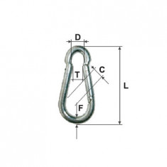 Carabina zincata cu clapeta 10mm / 13mm/12/15mmx100mm