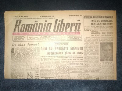 ZIAR ROMANIA LIBERA 9 MARTIE 1946 foto