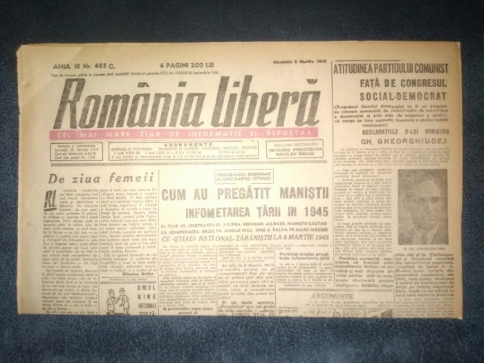 ZIAR ROMANIA LIBERA 9 MARTIE 1946