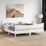 VidaXL Cadru de pat fără saltea, alb, 180x200 cm, lemn masiv pin