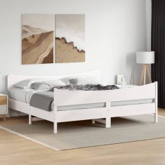 vidaXL Cadru de pat fără saltea, alb, 180x200 cm, lemn masiv pin 3216373