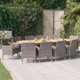 vidaXL Set mobilier de grădină cu perne, 11 piese, gri 3103605