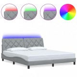 Cumpara ieftin Cadru de pat cu LED fara saltea Gri deschis 180x200 cm Material
