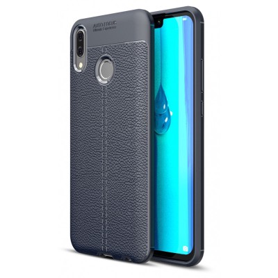 Husa TPU OEM Litchi pentru Huawei Y9 (2019), Bleumarin foto