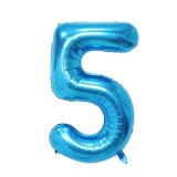Balon din folie flippy, cifra 5, 81 cm, pentru aer sau heliu, bulk, albastru