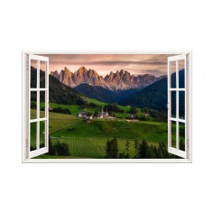 Sticker decorativ, Fereastra 3D, Dolomiti Italia, 85 cm, 676STK