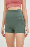 Cumpara ieftin Adidas Performance pantaloni scurți de yoga Studio Lux Fire femei, culoarea verde, neted, high waist