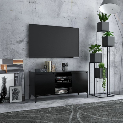 Comodă TV cu picioare metalice, negru, 103,5x35x50 cm foto