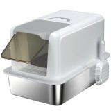 PawHut Litieră Pisici &Icirc;nchisă PP 40.5x60.5x41.5cm Tavă Inox Lopățică Sac Filtrant