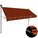 vidaXL Copertină retractabilă manual cu LED, portocaliu &amp; maro, 300 cm