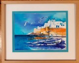Tablou grafică și acuarelă - Maroc, port Essaouira