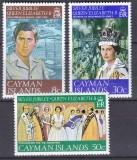 DB1 QE II Jubileul de argint 1977 Cayman Ins. 3 v. MNH, Nestampilat