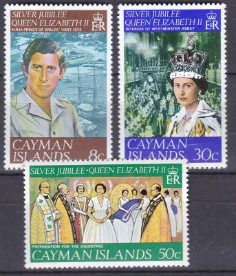 DB1 QE II Jubileul de argint 1977 Cayman Ins. 3 v. MNH foto