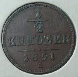 Austria, 1&frasl;2 Kreuzer 1851 A., Europa