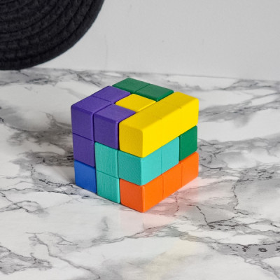 Cub 3D puzzle educational, 6X6X6cm, 3 ani + foto